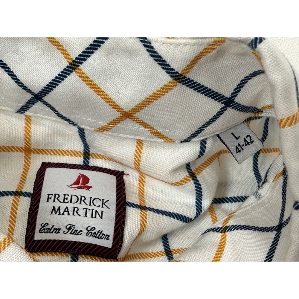 Frederick Martin WVU Mountaineers Button Down Shirt Men's Size L 41-42 Blue Gold - Picture 3 of 5